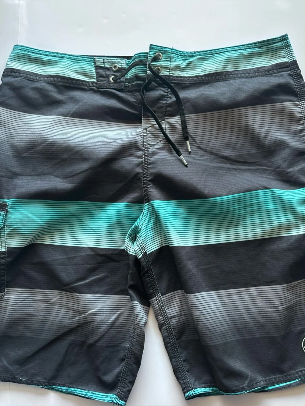 O'Neill Black and Teal Stripe Men’s Board Shorts